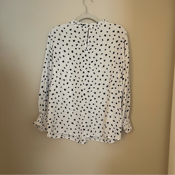 Maison d’Amelie White Blouse with Black Dots Boho Preppy Feminine Dressy French - Picture 7 of 10